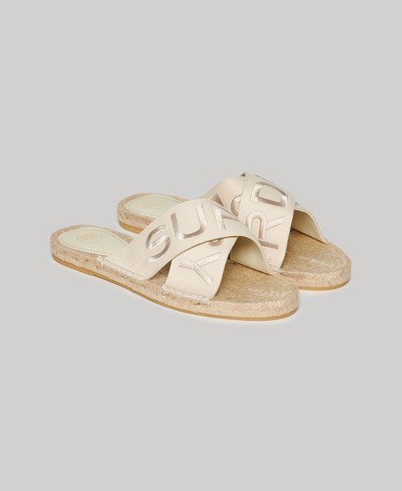 Superdry Damen Espadrilles mit überkreuzten Riemen Beige - Größe: 37 von Superdry