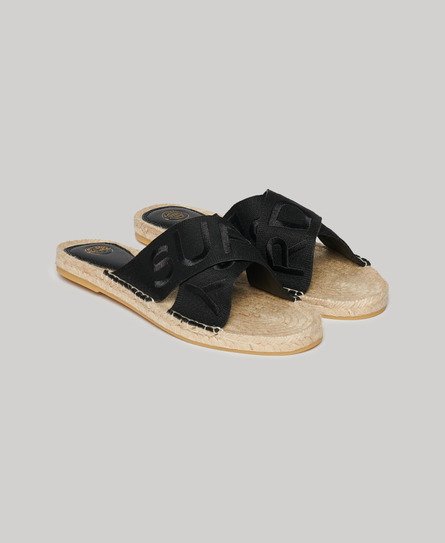 Superdry Damen Espadrilles mit überkreuzten Riemen Schwarz - Größe: 37 von Superdry