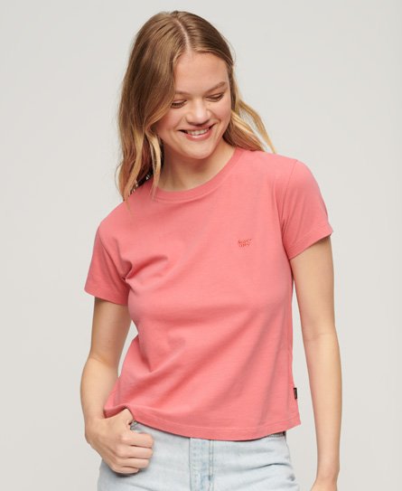 Superdry Women's Essential 90er-Jahre T-Shirt mit Logo Pink - Größe: 36 von Superdry