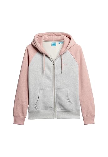 Superdry Damen Essential Baseball Kapuzenjacke Gletscher Grau Meliert/La Zart Pink Meliert 40 von Superdry