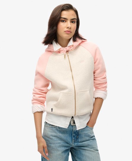 Superdry Damen Essential Baseball Kapuzenjacke Rosa - Größe: 42 von Superdry