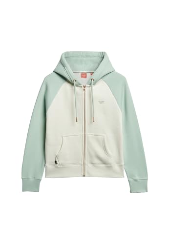 Superdry Damen Essential Baseball Zip Hoodie Sweatshirt, Surf Spray Green/Off White, 42 von Superdry