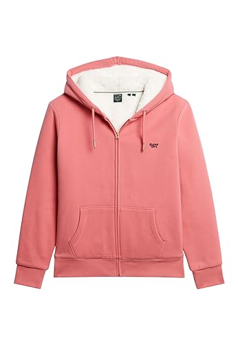 Superdry Damen Essential Borg Lined Ziphood Sweatshirt, Camping Pink, 38 von Superdry