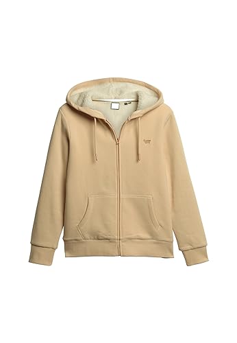 Superdry Damen Essential Borg Lined Ziphood Sweatshirt, Tapioka-Creme, 40 von Superdry