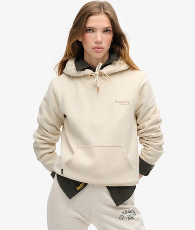 Superdry Damen Essential Logo Kapuzenpullover Beige - Größe: 38 von Superdry