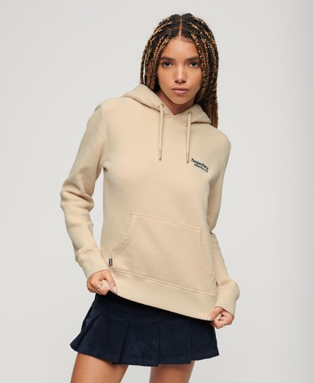 Superdry Damen Essential Hoodie mit Logo Creme - Größe: 38 von Superdry