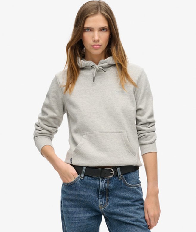 Superdry Damen Essential Logo Kapuzenpullover Grau - Größe: 42 von Superdry