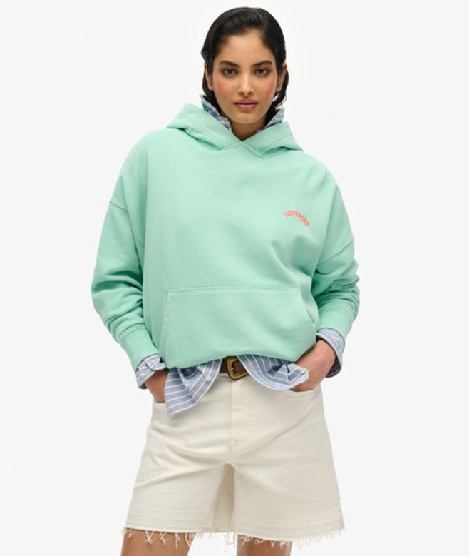 Superdry Damen Essential Hoodie mit Logo Green - Größe: 42 von Superdry