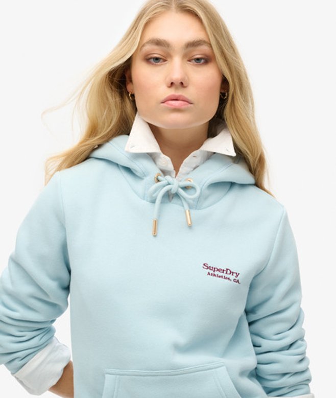 Superdry Damen Essential Hoodie mit Logo Hellblau - Größe: 40 von Superdry