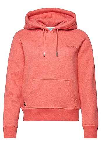 Superdry Damen Essential Hoodie mit Logo Leuchtend Korallrot Meliert 40 von Superdry