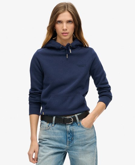 Superdry Damen Essential Hoodie mit Logo Marineblau - Größe: 40 von Superdry