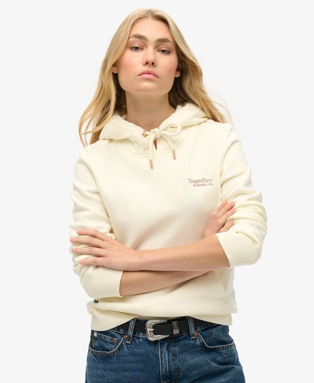 Superdry Damen Essential Hoodie mit Logo Weiß - Größe: 40 von Superdry