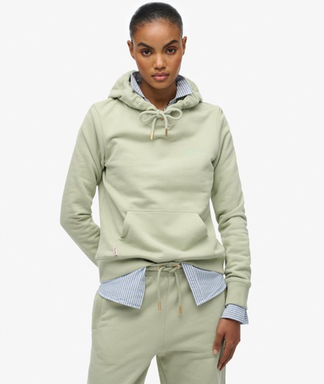 Superdry Damen Essential Hoodie mit Logostickerei Green - Größe: 38 von Superdry