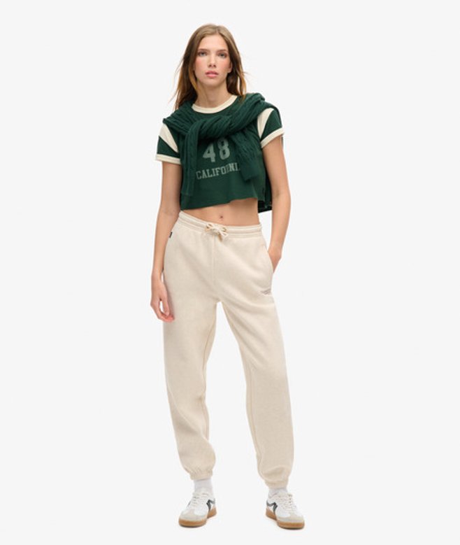 Superdry Damen Essential Logo Jogginghose mit Bündchen Beige - Größe: 40 von Superdry