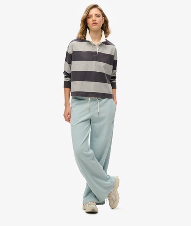 Superdry Damen Essential Jogginghose mit Logo und Weitem Bein Light Blue - Größe: 40 von Superdry