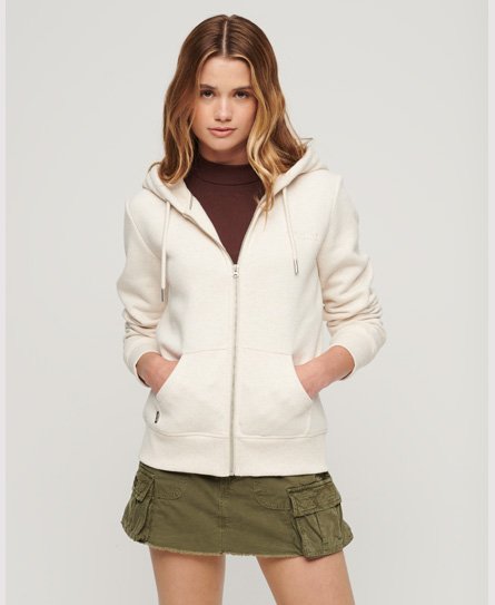 Superdry Women's Essential Kapuzenjacke mit Logo Beige - Größe: 42 von Superdry