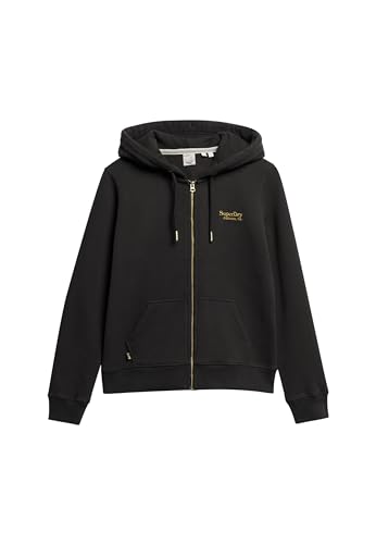 Superdry Damen Essential Kapuzenjacke mit Logo Bison Schwarz 42 von Superdry