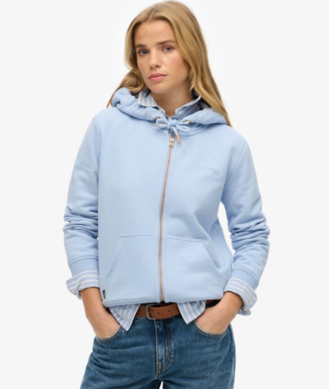Superdry Damen Essential Kapuzenjacke mit Logo Blau - Größe: 38 Superdry Damen Essential Kapuzenjacke mit Logo Blau - Größe: 38 von Superdry