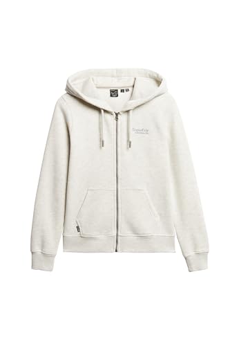 Superdry Damen Essential Kapuzenjacke mit Logo Gletschergrau Meliert 36 von Superdry