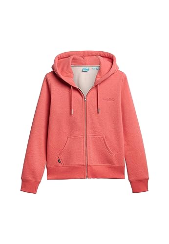 Superdry Damen Essential Kapuzenjacke mit Logo Leuchtend Korallrot Meliert 38 von Superdry