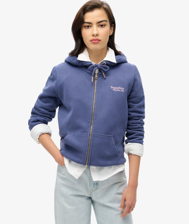 Superdry Damen Essential Kapuzenjacke mit Logo Marineblau - Größe: 38 Superdry Damen Essential Kapuzenjacke mit Logo Marineblau - Größe: 38 von Superdry