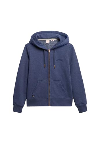 Superdry Damen Essential Kapuzenjacke mit Logo Princedom Blau Meliert 34 von Superdry