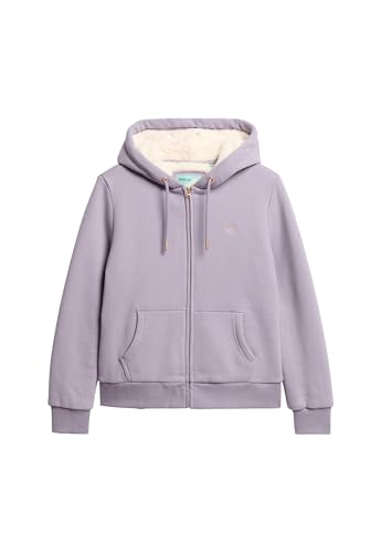 Superdry Damen Essential Kapuzenjacke mit Teddyfellfutter Brassica Flieder 42 von Superdry