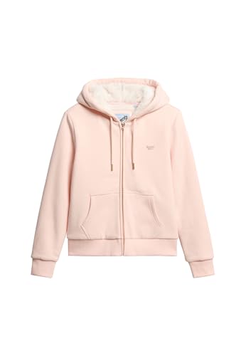 Superdry Damen Essential Kapuzenjacke mit Teddyfellfutter Pink Tonerde 36 von Superdry
