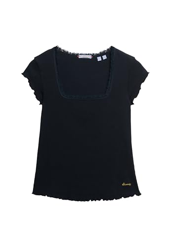 Superdry Damen Essential Kurzarm-T-Shirt mit eckigem Ausschnitt Finster Marineblau 38 von Superdry