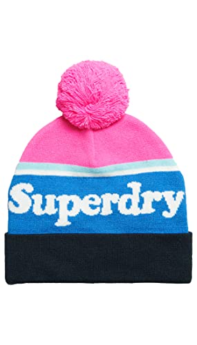 Superdry Damen Mützen Baskenmütze, Neonrosa/Weiß, One Size von Superdry