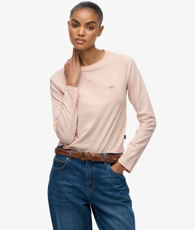 Superdry Damen Essential Logo Langarmshirt Pink - Größe: 36 von Superdry