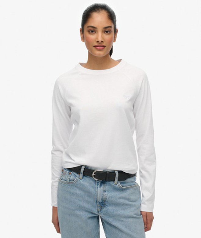 Superdry Damen Essential Logo Langarmshirt White - Größe: 36 von Superdry