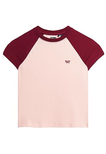 Superdry Damen Essential Logo Raglan T-Shirt, Rosa/Lila (Strawberry Cream Pink/Potion Purple), 36 von Superdry