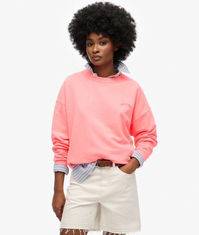 Superdry Damen Essential Logo Relaxed Sweatshirt mit Rundhalsausschnitt Cream - Größe: 38 von Superdry