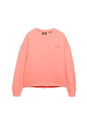 Superdry Damen Essential Logo Relaxed Sweatshirt mit Rundhalsausschnitt Feuriges Korallrot 38 von Superdry