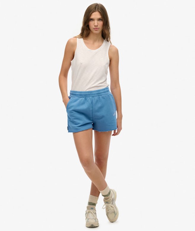 Superdry Damen Essential Logo Shorts mit Stückfärbung Blue - Größe: 36 von Superdry