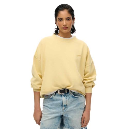 Superdry Damen Essential Logo Sweatshirt in Übergröße mit Rundhalsausschnitt Strohgelb 42 von Superdry