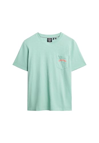Superdry Damen Essential Logo T-Shirt mit stückgefärbter Tasche Grüne Minze Hellgrün 36 von Superdry