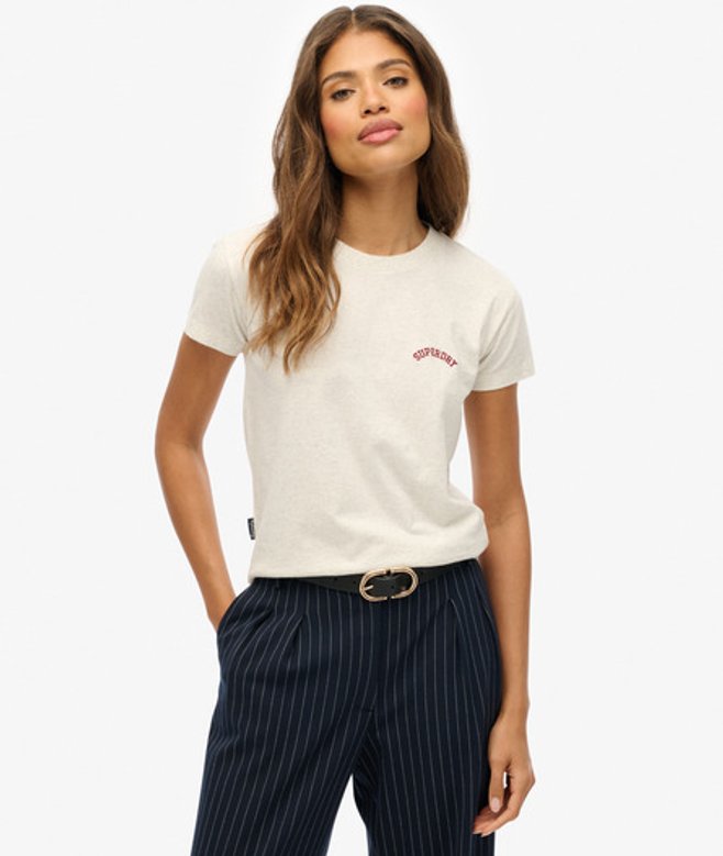 Superdry Damen Essential Logo T-shirt in Schmaler Passform White - Größe: 34 von Superdry