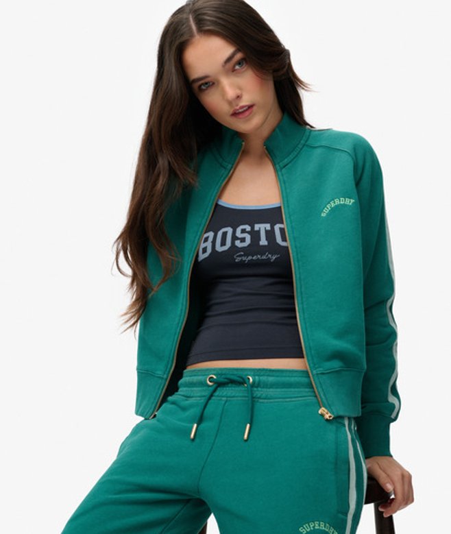 Superdry Damen Essential Logo Trainingsjacke Green - Größe: 38 von Superdry