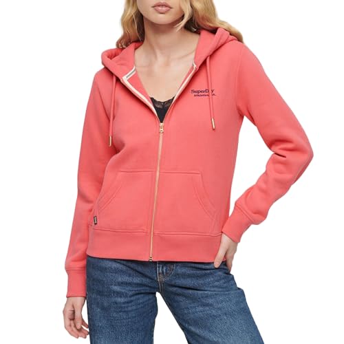 Superdry Damen Essential Logo Zip Hoodie Sweatshirt, Camping Pink, 36 von Superdry