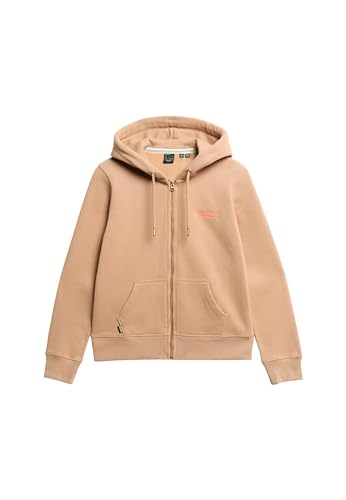 Superdry Damen Essential Logo Zip Hoodie Sweatshirt, Winter Taupe, 38 von Superdry