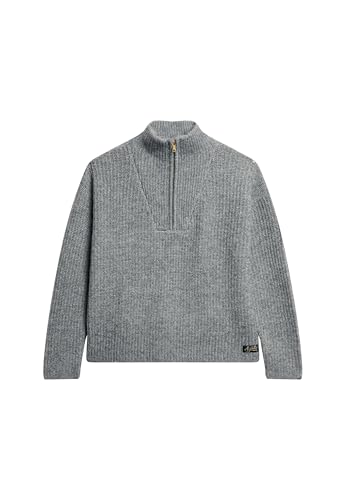 Superdry Damen Essential Pullover mit Reißverschluss am Kragen Anthrazit Meliert 36 von Superdry
