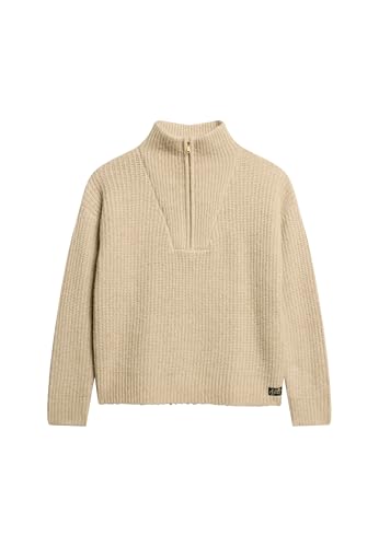 Superdry Damen Essential Pullover mit Reißverschluss am Kragen Fudge Braun 34 von Superdry