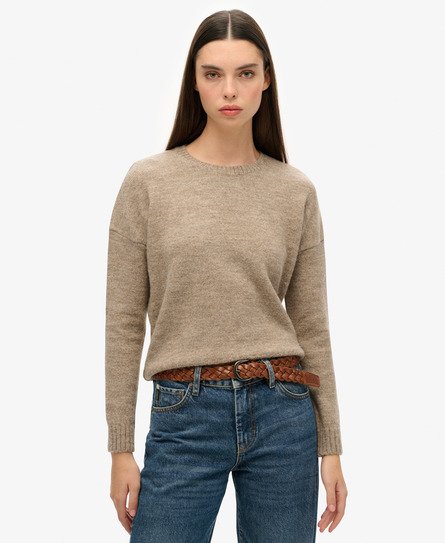 Superdry Women's Essential Pullover mit Rundhalsausschnitt Beige - Größe: 36 von Superdry