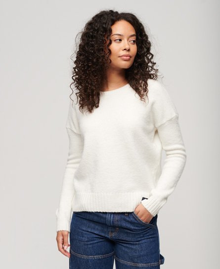 Superdry Women's Essential Pullover mit Rundhalsausschnitt Creme - Größe: 38 von Superdry