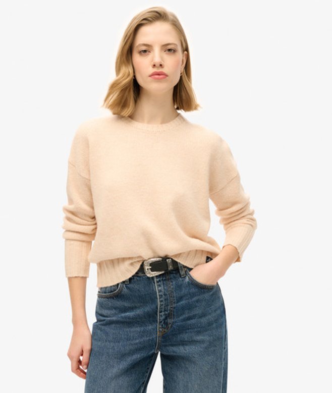 Superdry Damen Essential Pullover mit Rundhalsausschnitt Crème - Größe: 38 Superdry Damen Essential Pullover mit Rundhalsausschnitt Crème - Größe: 38 von Superdry