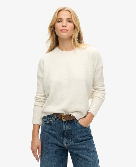 Superdry Women's Essential Pullover mit Rundhalsausschnitt Creme - Größe: 44 von Superdry