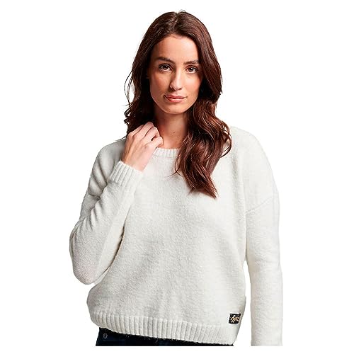 Superdry Damen Essential Pullover mit Rundhalsausschnitt Ecru 34 Superdry Damen Essential Pullover mit Rundhalsausschnitt Ecru 34 von Superdry