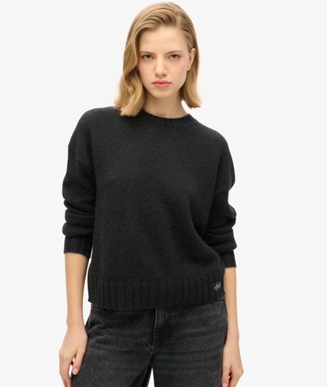 Superdry Damen Essential Pullover mit Rundhalsausschnitt Marineblau - Größe: 36 von Superdry